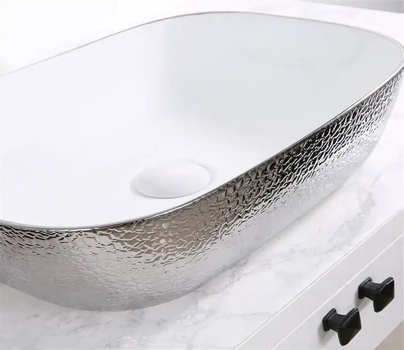 Раковина накладная CeramaLux 460х330х130 D1333H021, цвет Белый / Серый фото 4