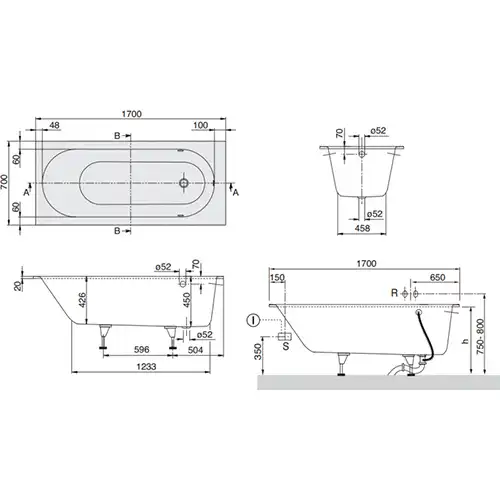 Квариловая ванна Villeroy&Boch Oberon 170x70 UBQ177OBE2V-01 фото 2