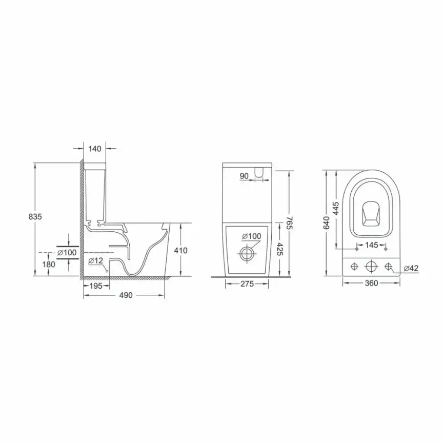 Напольный унитаз Grossman GR-4458BMSQ безободковый, смыв торнадо, Черный матовый фото 7