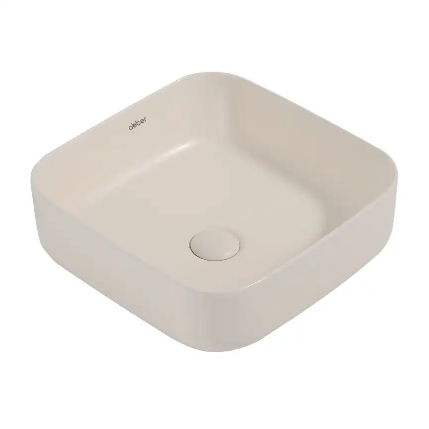 Раковина накладная ABBER RECHTECK 38,5х38,5х13,5 AC2211MBE, квадратная, светло-бежевая матовая фото 1