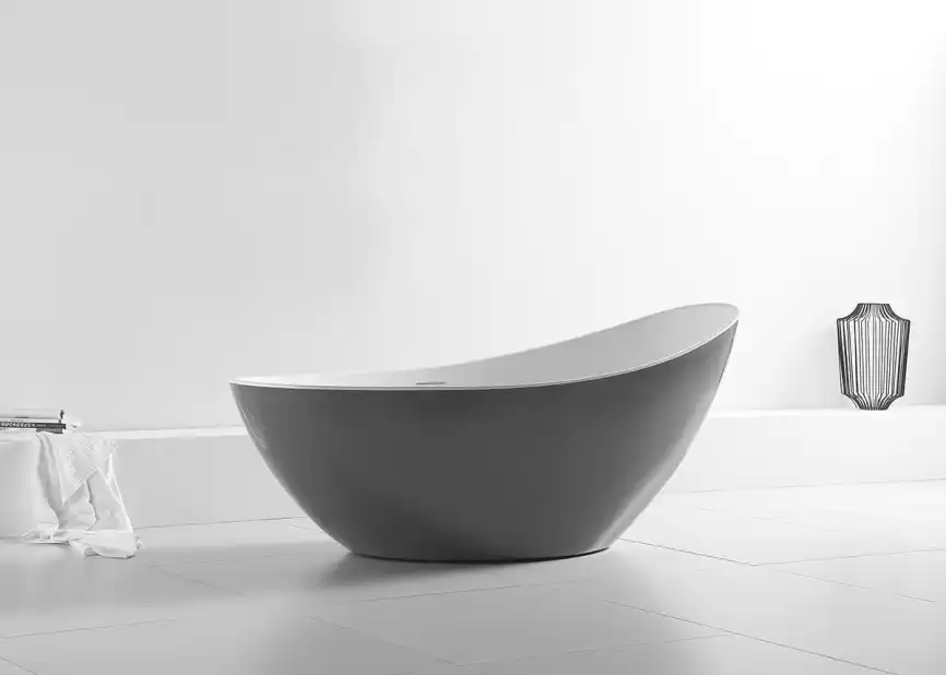 Акриловая ванна Abber 184х79 AB9233G, отдельностоящая, Серая матовая фото 3