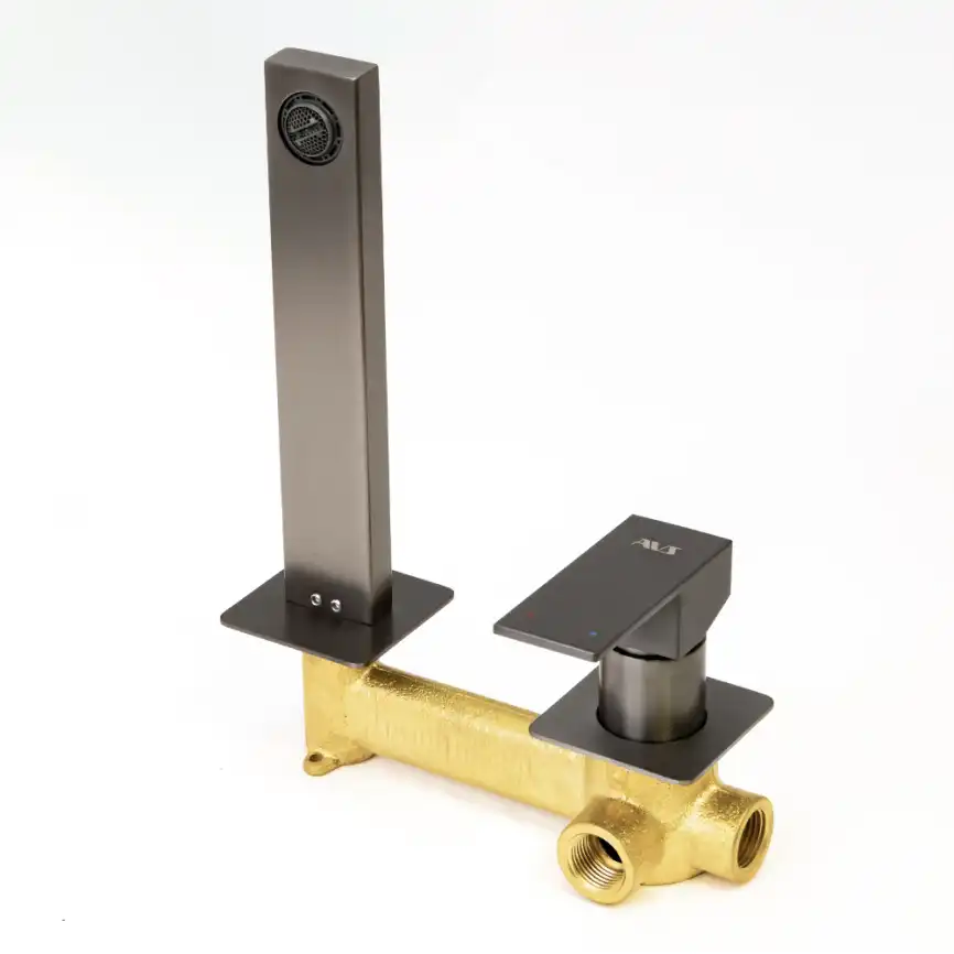 Смеситель для раковины AVS Cube 811-202-GM встраиваемый, с внутренней частью, оружейная сталь фото 6