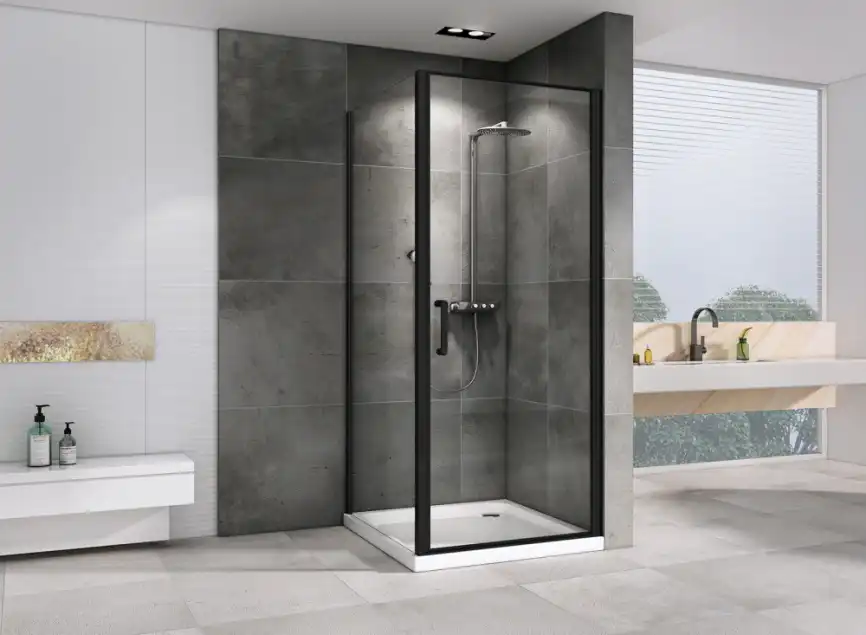 Душевой уголок ABBER Sonnenstrand 90х85 см, AG04090B-S85B, профиль черный, стекло прозрачное фото 2