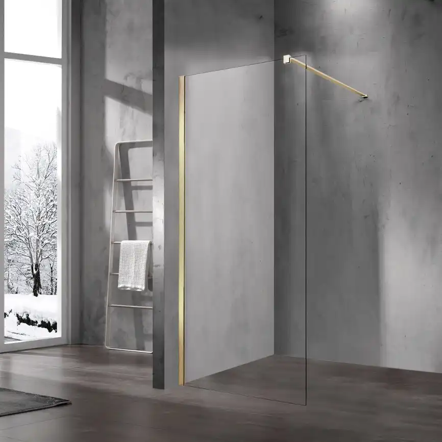 Душевая перегородка Vincea Walk in 100 VSW-1H100CLG, профиль матовый золотой, стекло прозрачное фото 1