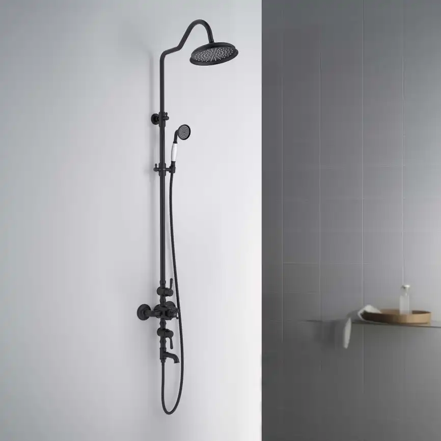 Душевая система Aquatek КЛАССИК AQ2543MB с термостатом, Черный матовый фото 5