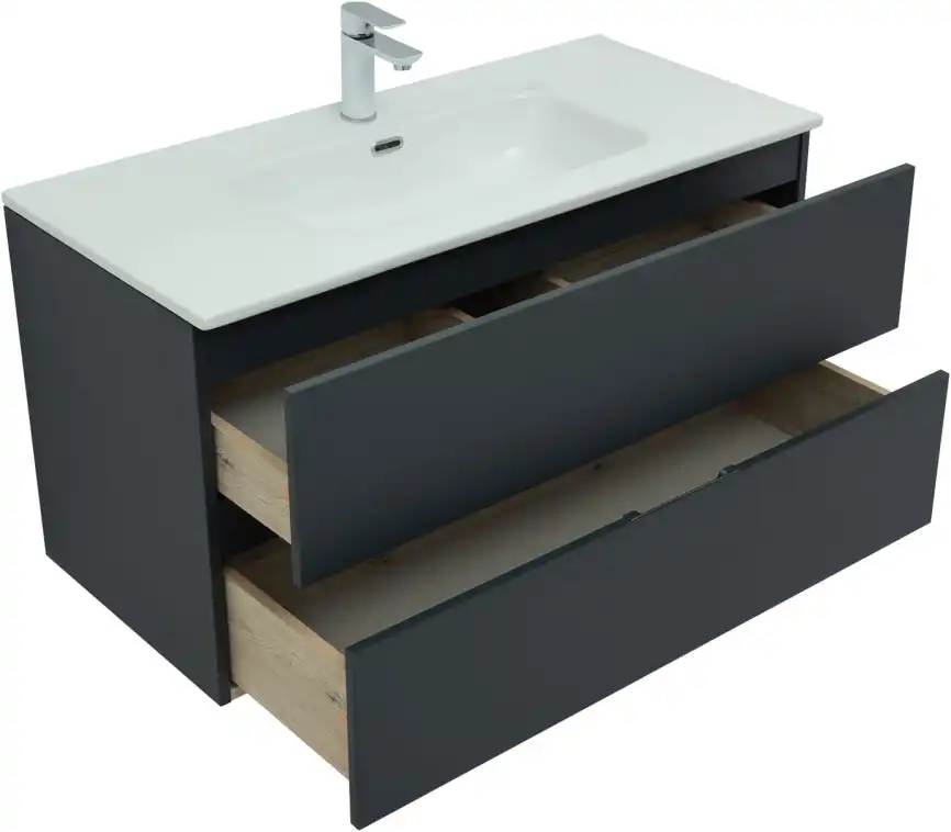 Тумба под раковину Aquanet Алвита New 100 2 ящика, антрацит 277519 фото 4
