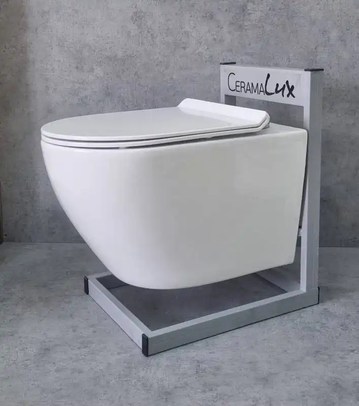 Унитаз подвесной CeramaLux 2196 -2 с сиденьем микролифт Белый фото 1