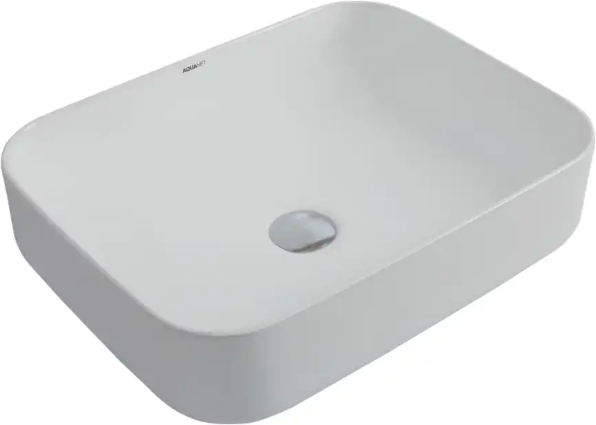 Раковина накладная Aquanet SOUL-1 50х40х13,5 прямоугольная, Белая глянцевая фото 1