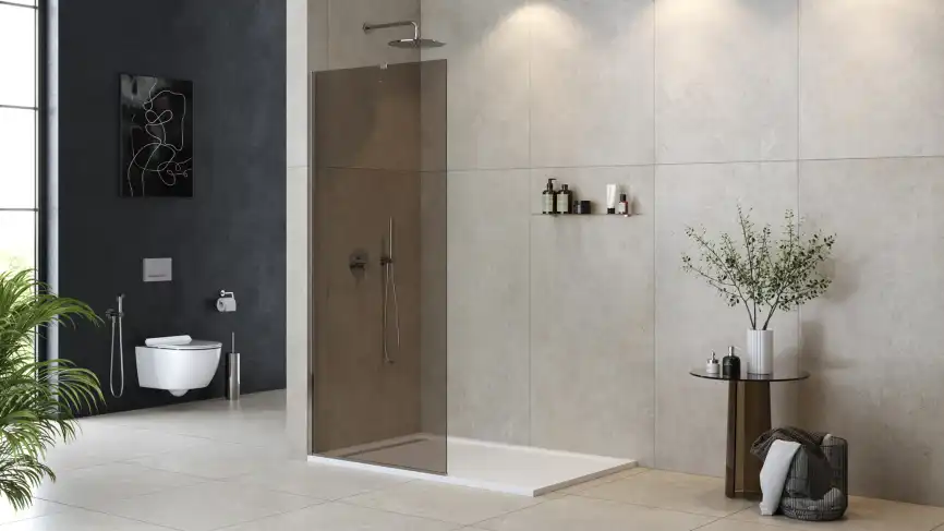 Душевая перегородка универсальная LIBERTA-L-1-TB-110-BR-Cr стекло Tонированная бронза, профиль Хром фото 2