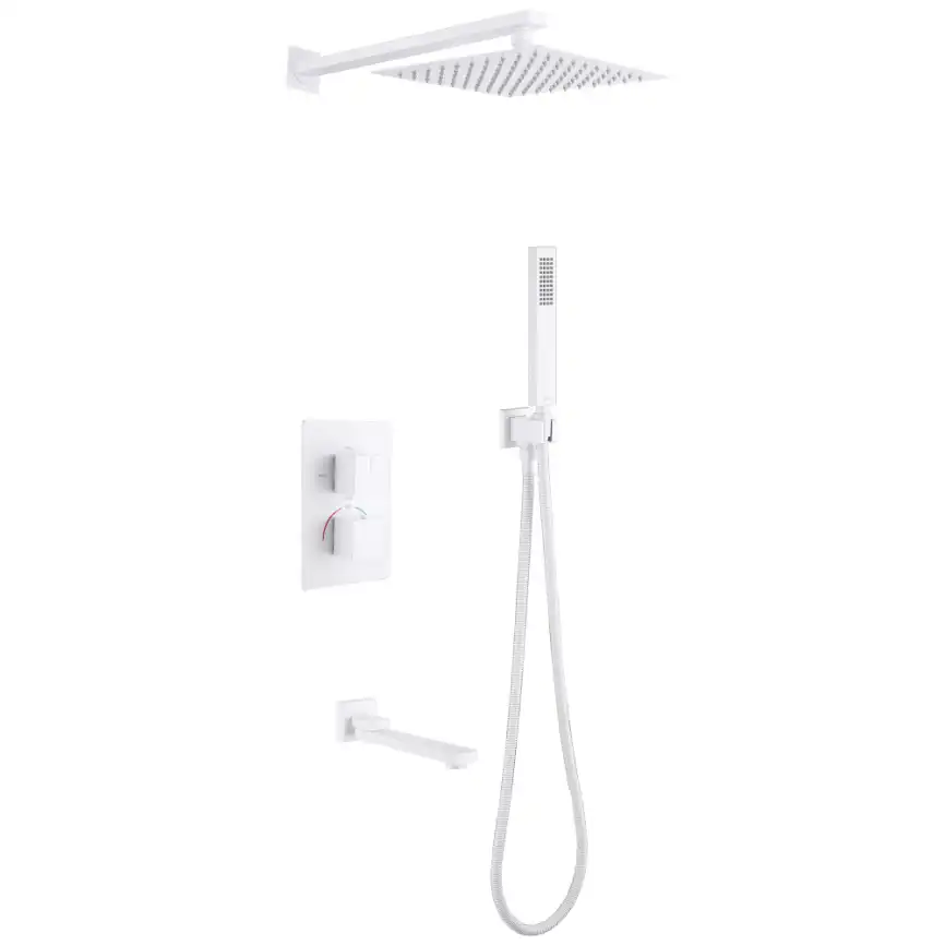 Душевая система ABBER Daheim AF8250W скрытого монтажа с изливом, термостат, белая матовая фото 1