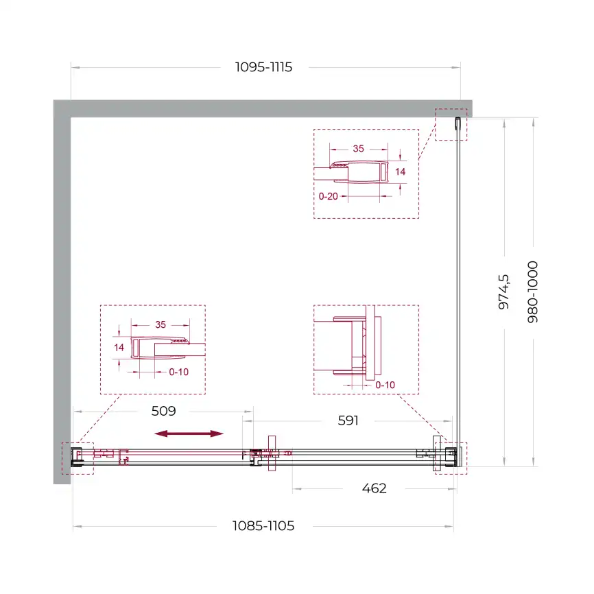 Душевой уголок BelBagno SOFT_CLOSE-1-AH-1-110/100-C-GM стекло прозрачное, профиль Оружейная сталь фото 11