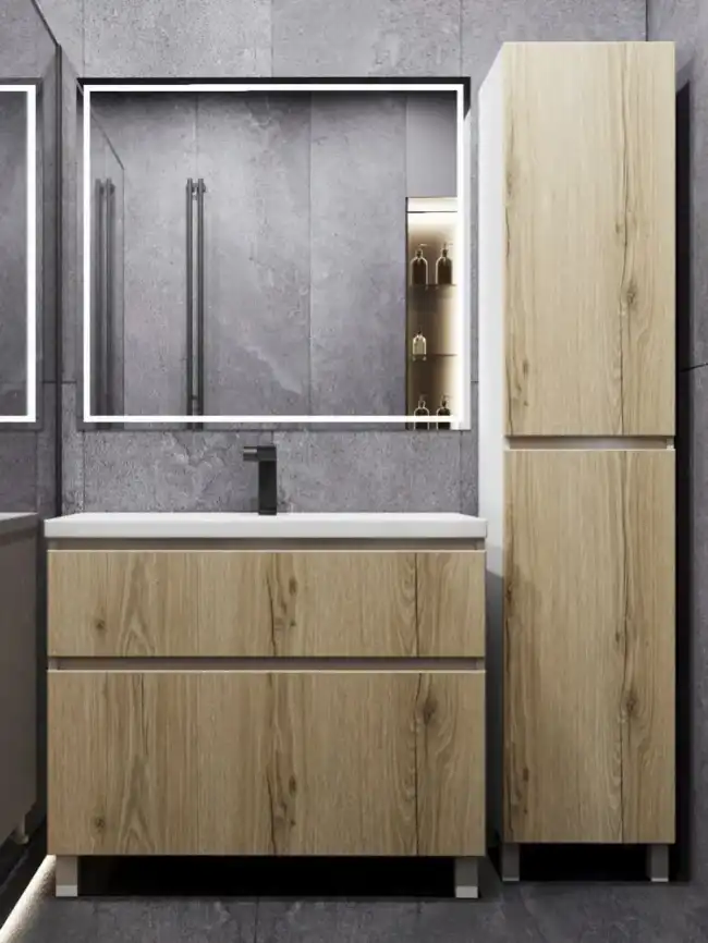 Тумба с раковиной FAURAplus Аврора 80-2, напольная (Раковина Classica 80) Фасад Дуб Элвезия фото 1