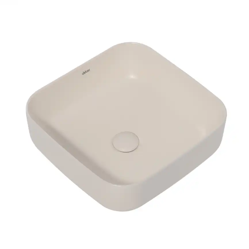 Раковина накладная ABBER RECHTECK 38,5х38,5х13,5 AC2211MBE, квадратная, светло-бежевая матовая фото 4