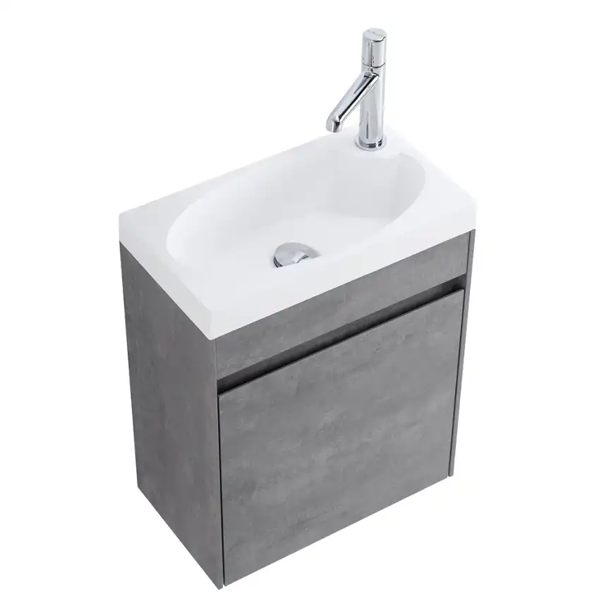 Тумба под раковину BelBagno PIETRA MINI-460-1A-SO-SCM-R подвесная Stucco Cemento фото 8