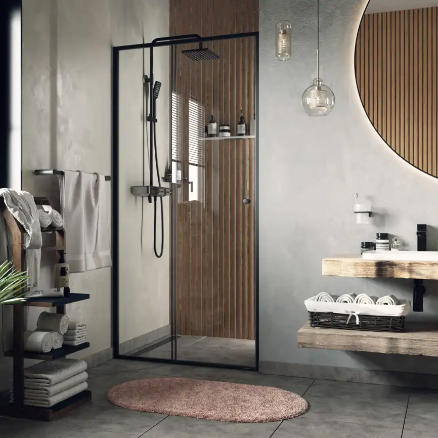 Душевая дверь WasserKRAFT Dill 61S 120 см, 61S05, профиль Черный, стекло Прозрачное фото 2