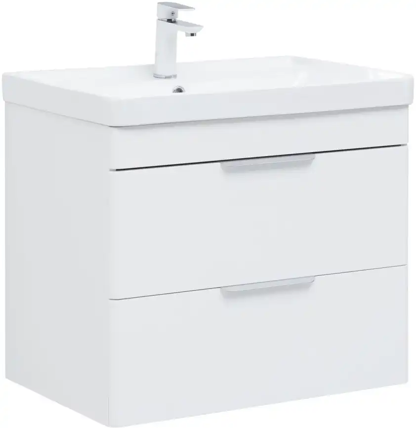 Тумба под раковину Aquanet Ирис new 70 белый глянец (2 ящика) 310145 фото 1