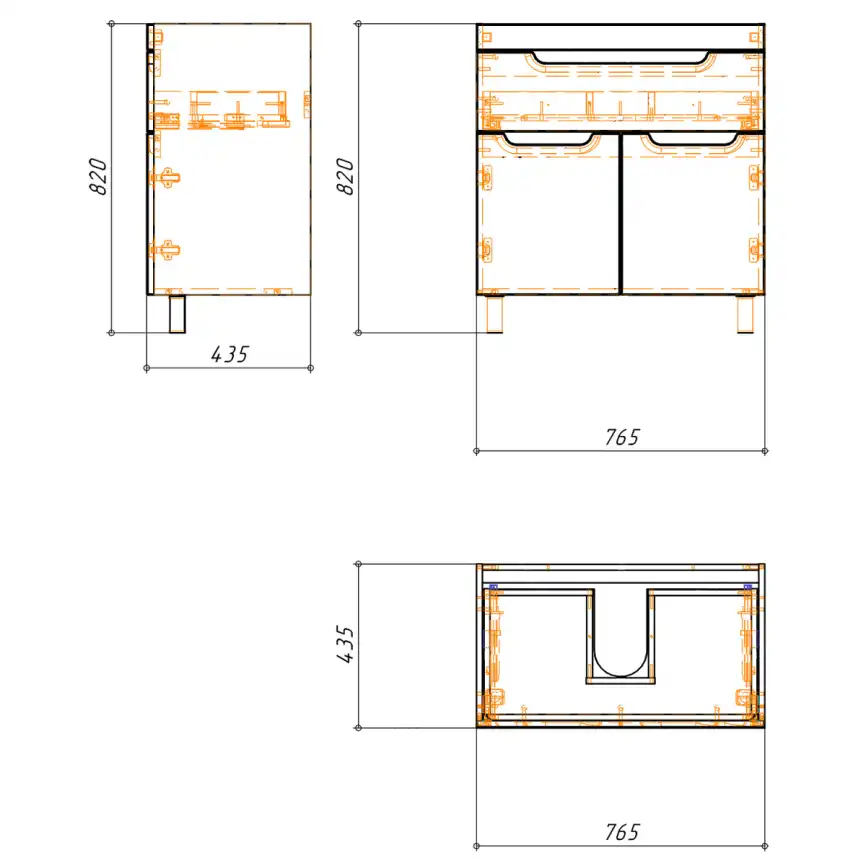 Тумба с раковиной Azario KANTRI 80/1Н CS00097256, напольная+двери с раковиной Фостер 80, белая фото 8