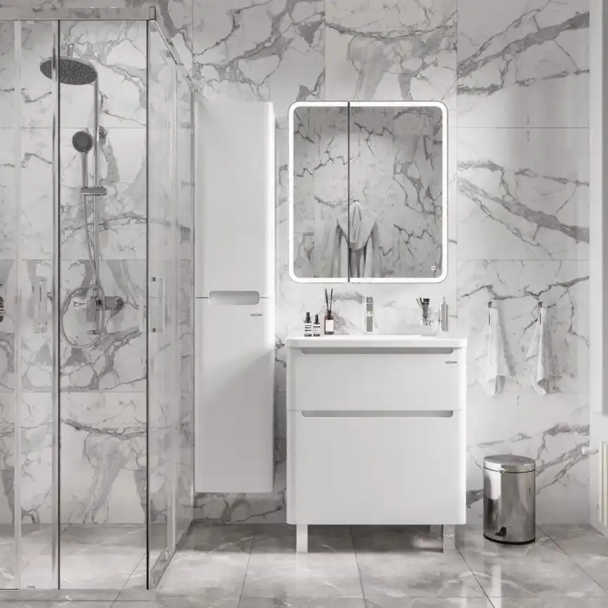 Тумба под раковину Grossman Адель 70 напольная, белая глянцевая (107005) фото 2