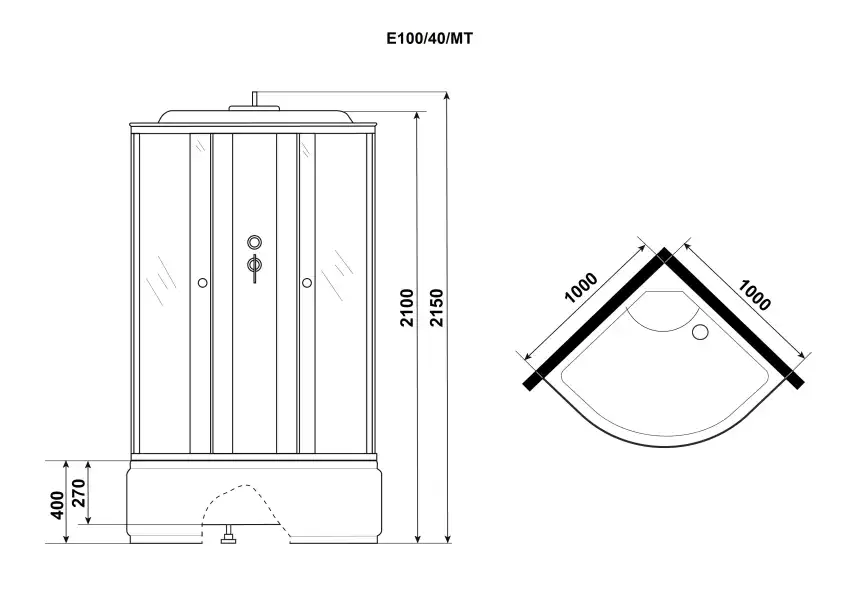 Душевая кабина Niagara Eco 100х100 E100/40/MT высокий поддон фото 4