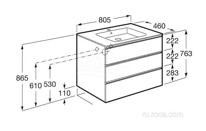 Тумбы под раковину Roca The Gap 80 A857406806 подвесная, цвет, Белый глянец фото 10