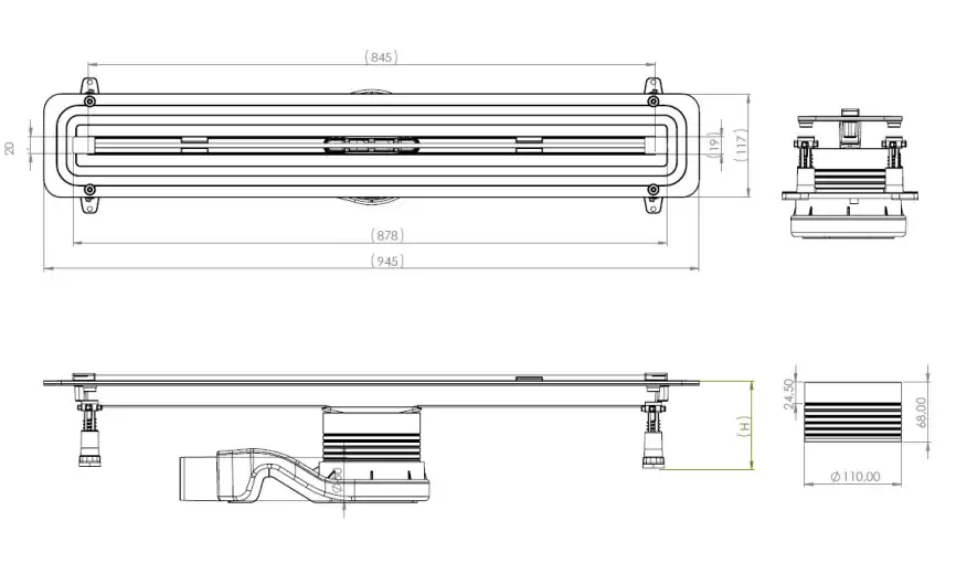 Душевой лоток Allen Brau Liberty 9.50002.SS 850 мм с решеткой Нержавеющая сталь фото 2
