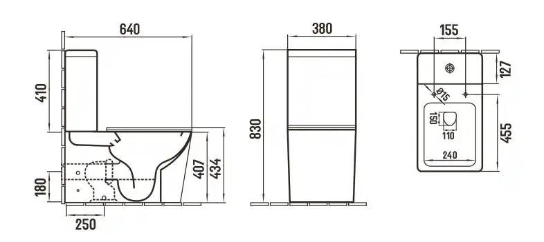 Унитаз-компакт Ceramalux 2170AXMC, безободковый, с бачком и сидением микролифт Капучино фото 2