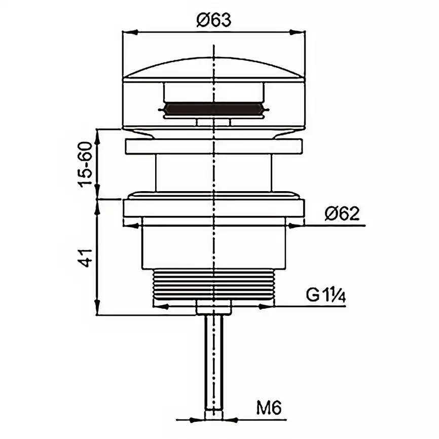 Донный клапан AZARIO AZ-105-BR для раковины, CLIC-CLAC, 1 1/4, латунь, бронза фото 2