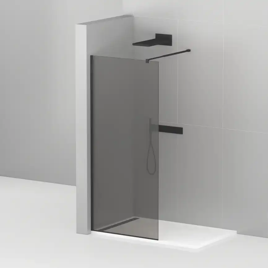 Душевая перегородка CEZARES LIBERTA-L-1-120-GR-NERO стекло Тонированное (графит), профиль Черный фото 5