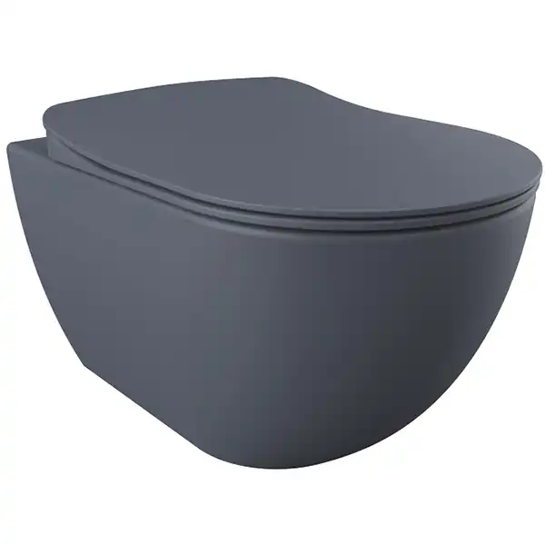 Унитаз подвесной безободковый Creavit Free FE322-11BM00E-0000 с сиденьем микролифт Базальт матовый фото 1