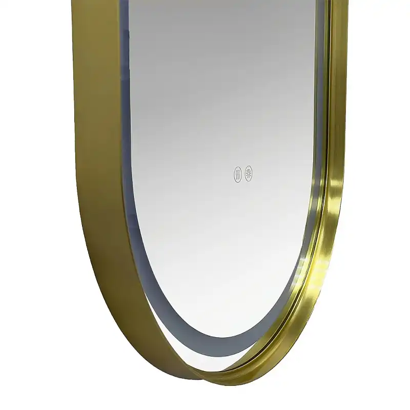 Зеркало Azario Блейк 120х50, АZ-LED011625 с подсветкой и диммером, 3 режима, сенсорный выключатель, с подогревом, золото матовое фото 4