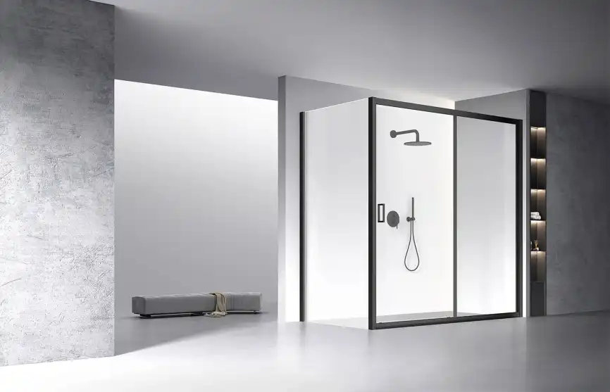 Душевой уголок Veconi Rovigo RV-060B 200х100х195, профиль Черный, стекло прозрачное (RV060B-200100-01-C5) фото 2