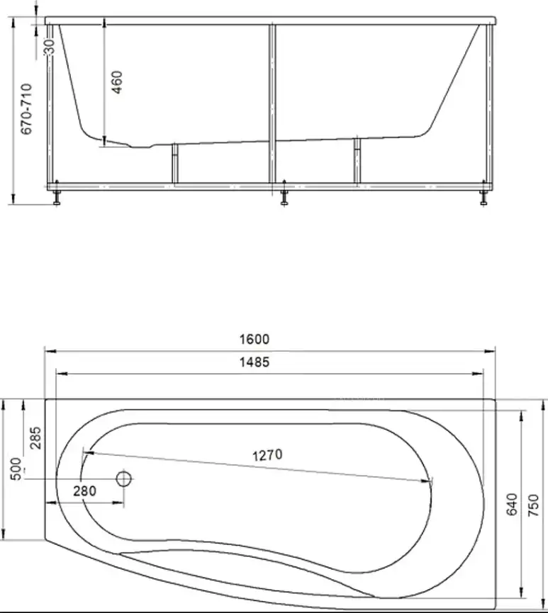 Акриловая ванна Aquatek Пандора 160x75 PAN160-0000039 правая,с фронтальным экраном фото 7