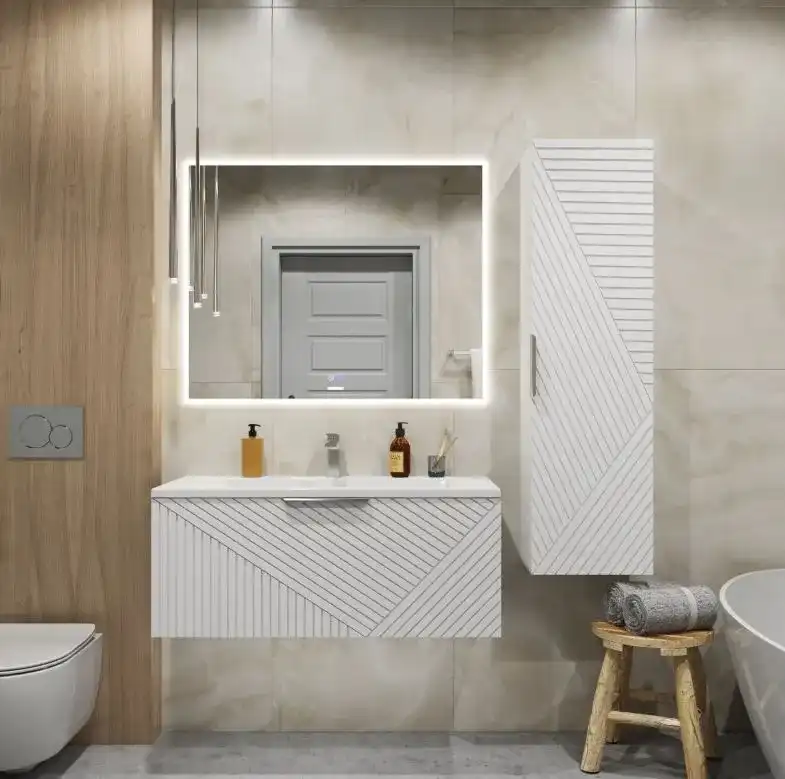 Шкаф-пенал для ванной Grossman Блисс 35 подвесной, белый матовый (303548) фото 5