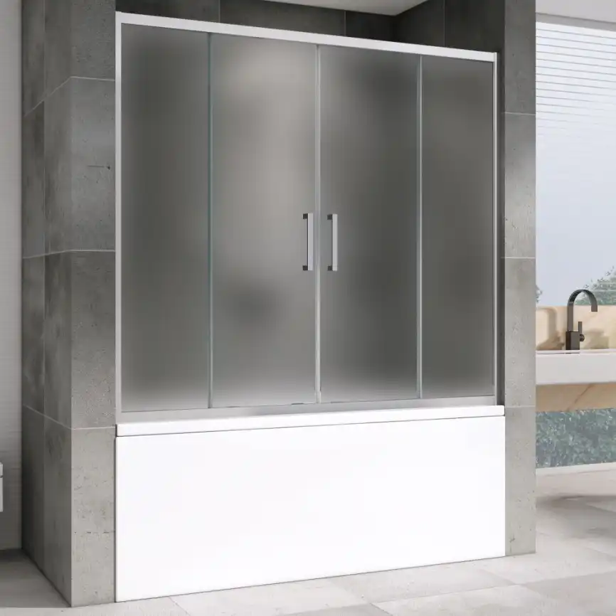 Шторка для ванны Abber Schwarzer Diamant 150 см, AG57150M, профиль Хром, стекло Матовое фото 1