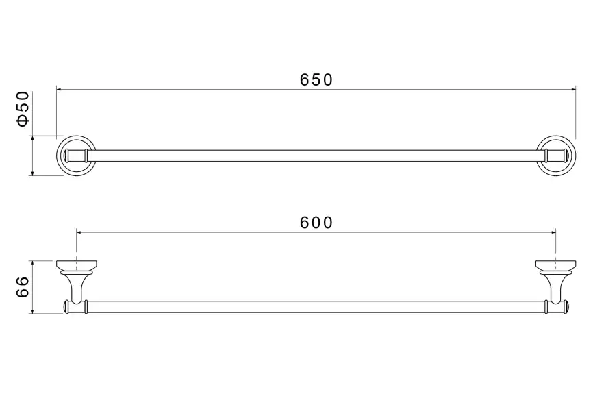 Держатель полотенец 600 мм Aquatek Классик AQ4514CR, Хром фото 2