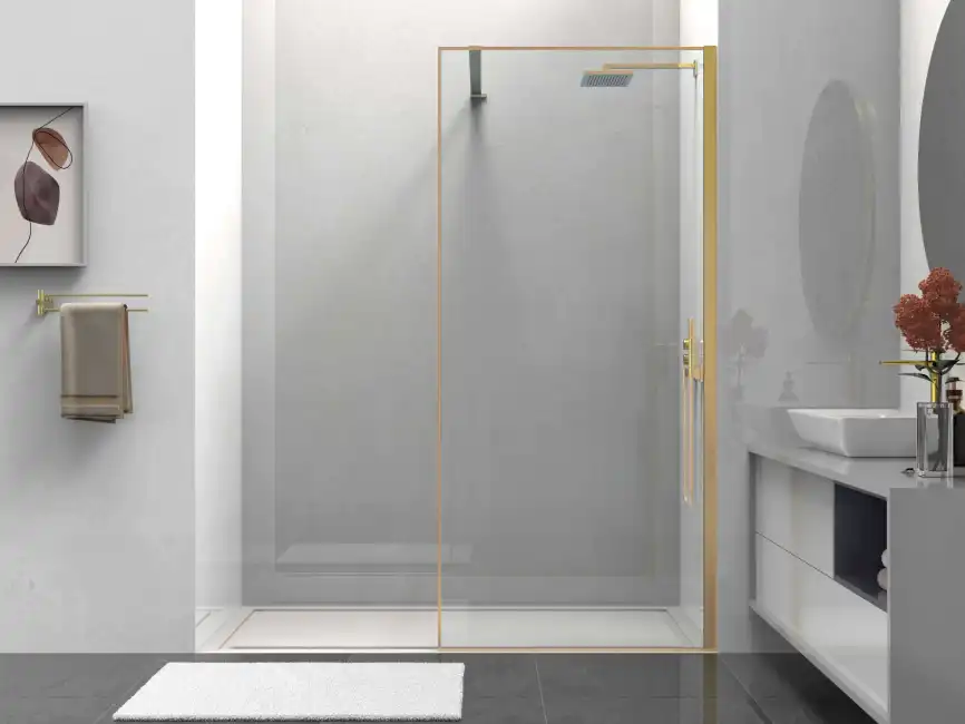 Душевая перегородка Vincea Walk in HS 100 VSW-1HS100CLG, профиль брашированное золото, стекло прозрачное фото 2