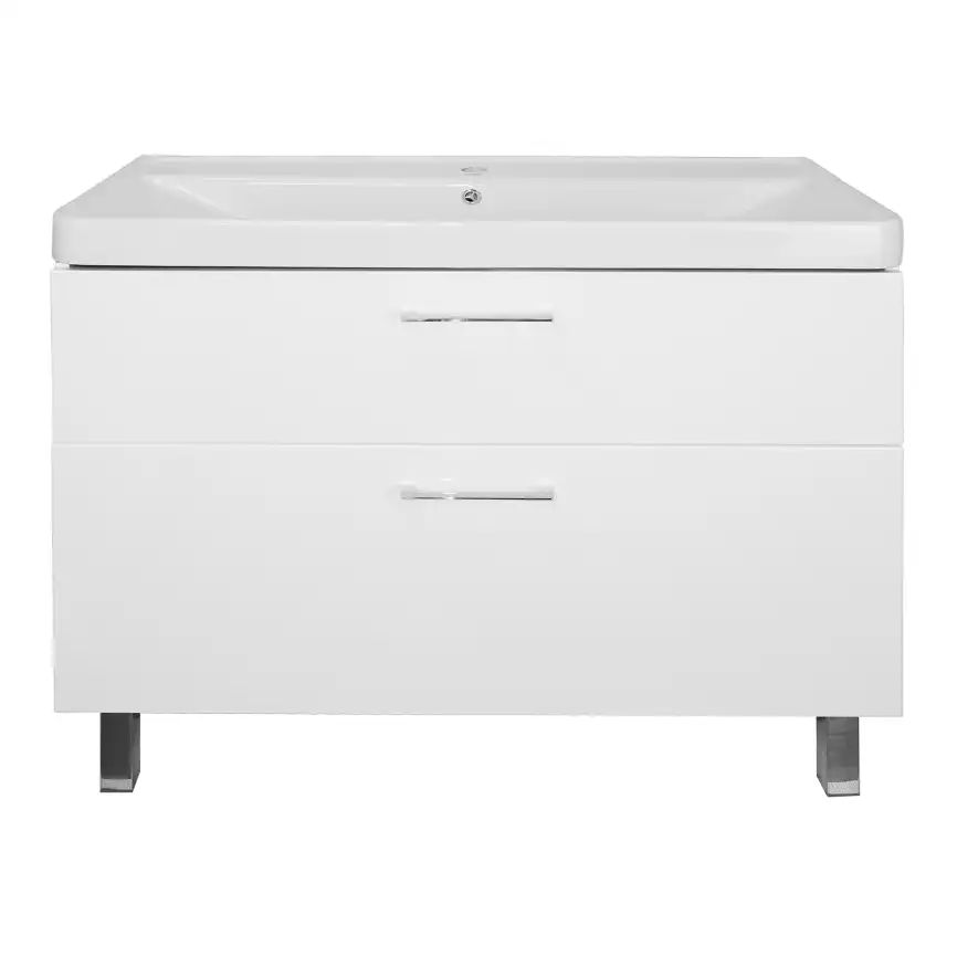 Тумба с раковиной Azario Ника 100 CS00089955, напольная, Белая глянцевая фото 1
