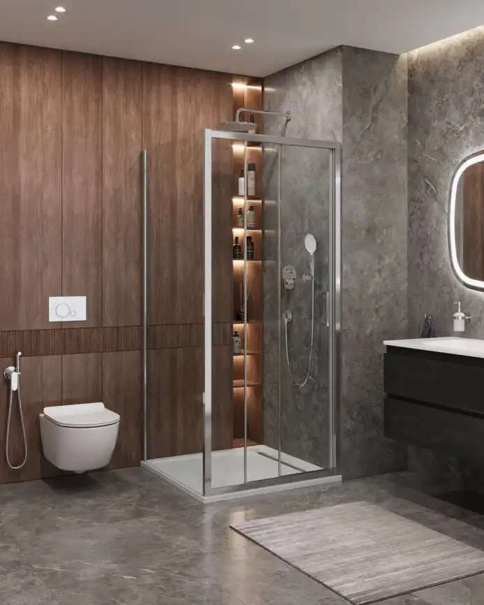 Душевой уголок CEZARES MOLVENO-AF-31-90-C-CR-IV стекло Прозрачное, профиль Хром фото 1