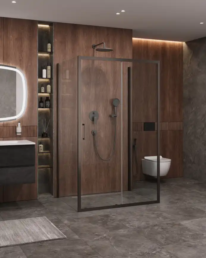 Душевой уголок CEZARES MOLVENO-AH-12-120/90-C-GM-IV стекло Прозрачное, профиль Оружейная сталь фото 1