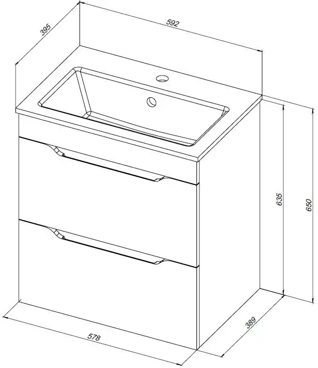 Тумба под раковину Aquanet Практика 60 белый глянец, 347963 фото 2