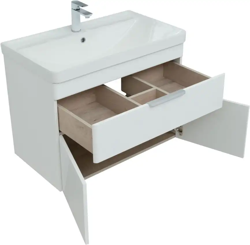 Тумба под раковину Aquanet Ирис new 85 белый глянец (1 ящик, 2 дверцы) 310150 фото 5