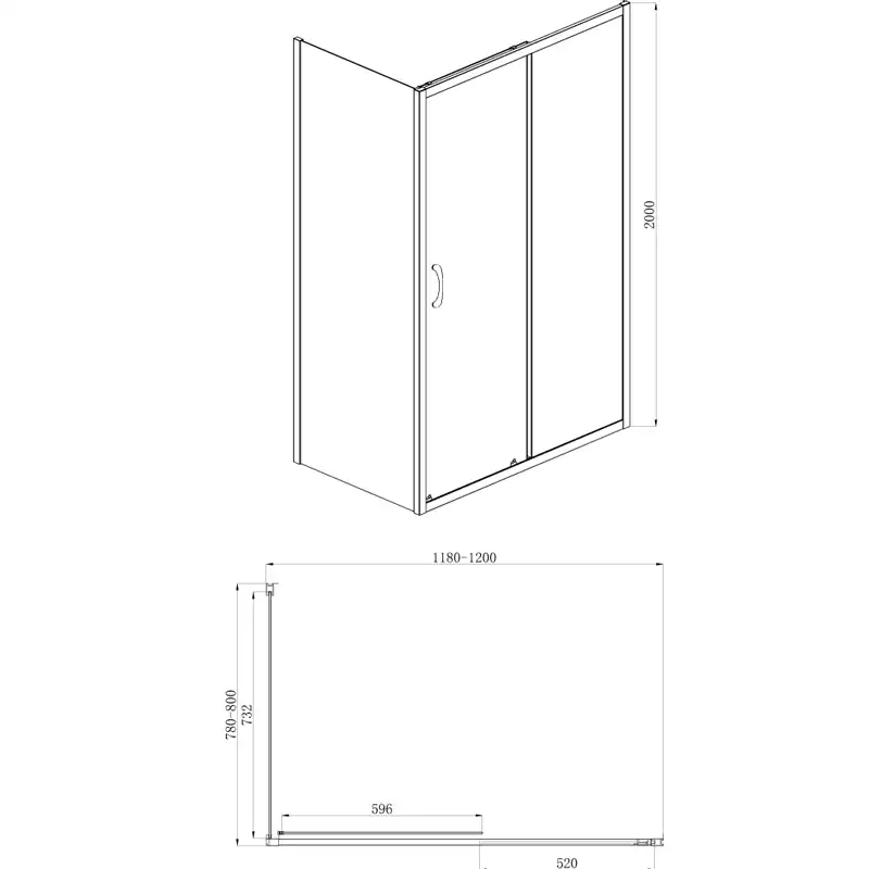 Душевой уголок Azario MILTON 120х80х200 AZ-ND1131 R 1200 профиль Серебро, стекло Прозрачное фото 3