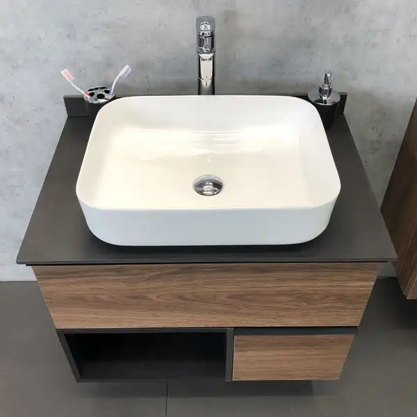 Тумба с умывальником Comforty Штутгарт 75 Дуб темно-коричневый, 00-00001884 фото 3