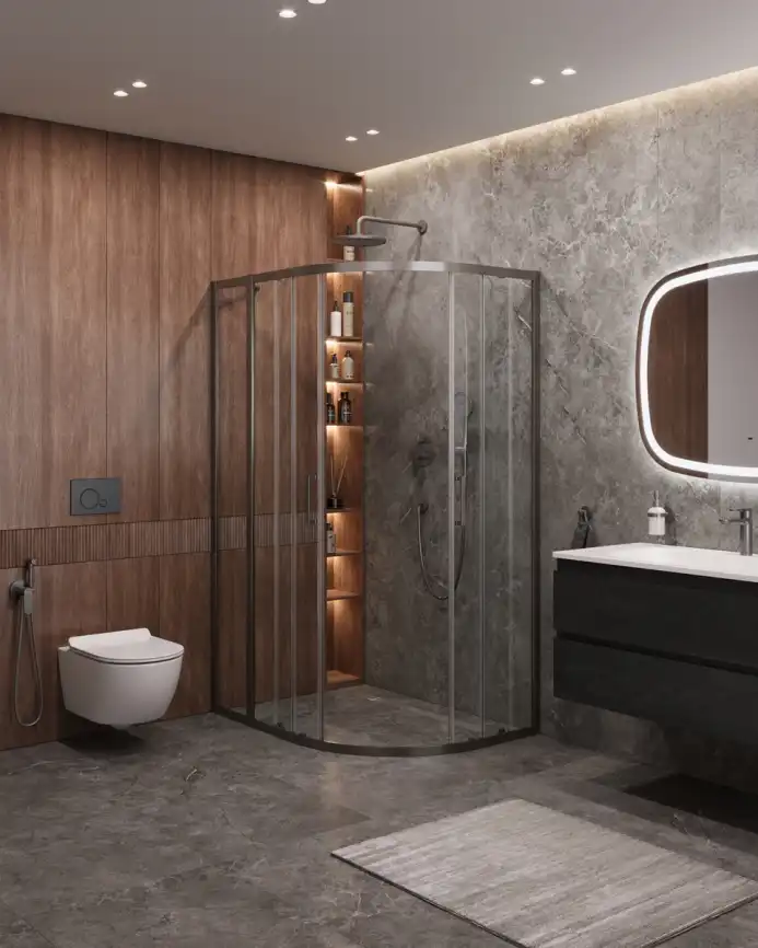 Душевой уголок CEZARES MOLVENO-RH-2-110/90-C-GM-IV стекло Прозрачное, профиль Оружейная сталь фото 6