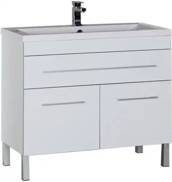 Тумба под раковину Aquanet Верона 100 белый (напольная 1 ящик 2 дверцы) 182710 фото 1