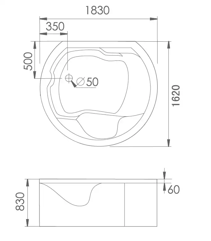 Акриловая ванна Gemy G9063 O 183х162 с гидромассажем фото 3