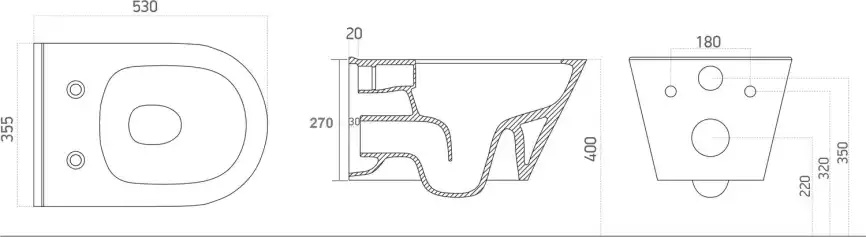 Унитаз подвесной Logan L3W(Black) AVVA без сидения, 530x335мм с Rimless, черный (288926) фото 2
