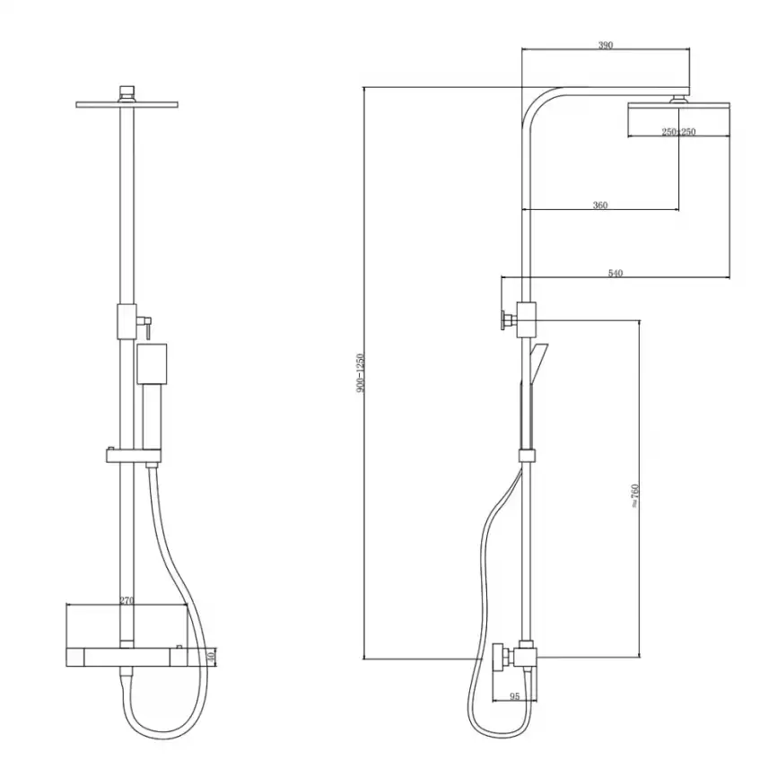 Душевая стойка ABBER Daheim AF8260B с термостатом без излива, черный матовый фото 3
