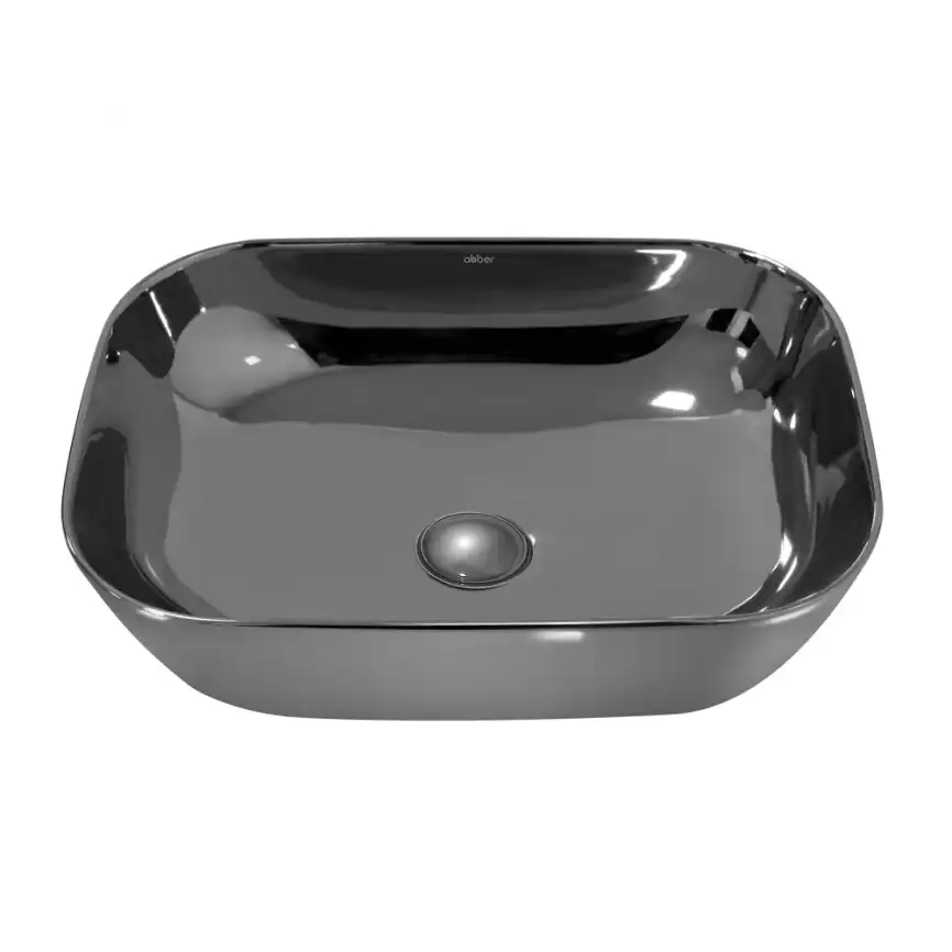 Раковина накладная ABBER RECHTECK 46х32,5х13,5 AC2200GS, прямоугольная, серебро фото 2