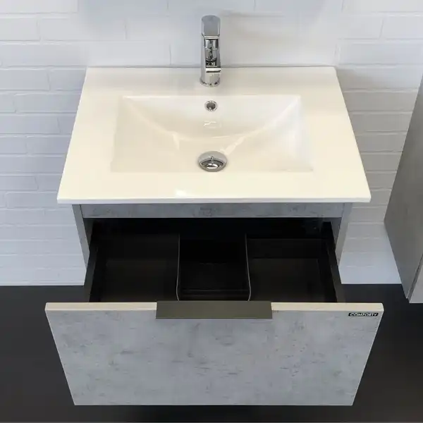 Тумба с умывальником Comforty Франкфурт 60 Бетон светлый, 00-00004332 фото 4